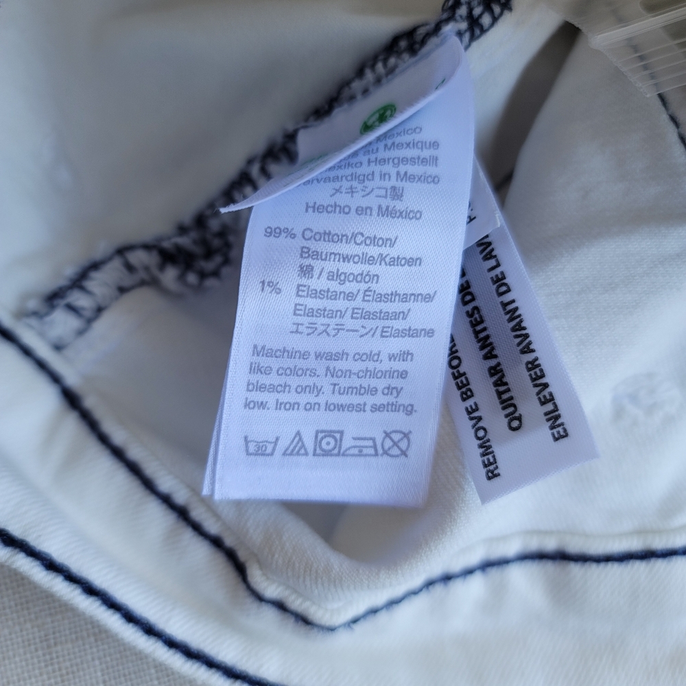 New! J.Crew Sz 29 (8) Denim Button-Front Skirt White Wash-Light Ivory/Navy NWT - Picture 9 of 9